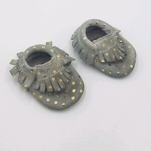 Bird Rock Baby Polka Leather Fringe Moccasins 2T